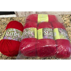 Mary Maxim Starlette Cardinal Lot Of 5 Skeins~180 Yards Each